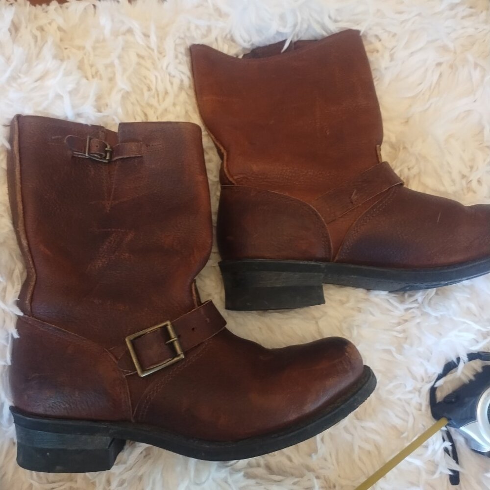 Women's Brown Engineer Moto Boots 10 - Picture 6 of 7